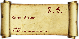 Kocs Vince névjegykártya