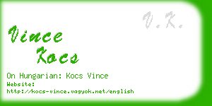 vince kocs business card